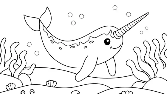 Narwhal Under The Sea Coloring Page