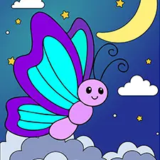 Nighttime Butterfly Coloring Page