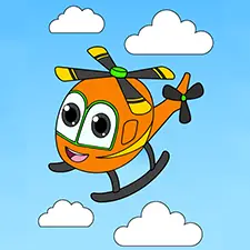 Orange Helicopter Coloring Page