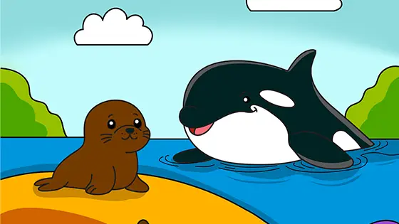 Orca With A Seal Printable