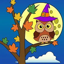 Owl With Full Moon Printable