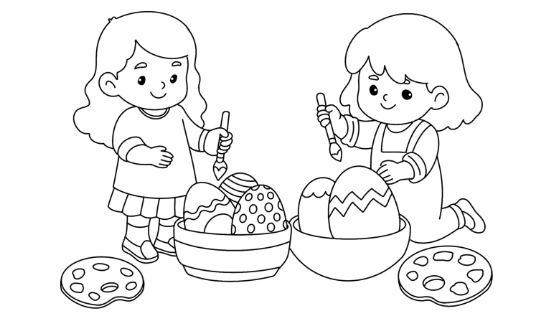 Painting Easter Eggs Coloring Page