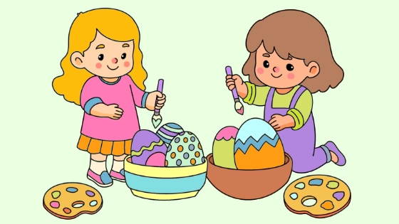 Painting Easter Eggs Coloring Page