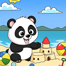 Panda At The Beach Printable