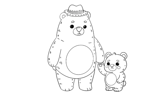 Papa Bear And Baby Bear Coloring Page