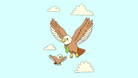 Papa Eagle and Baby Eagle Coloring Page