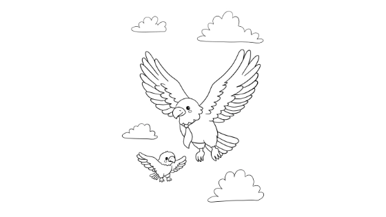 Papa Eagle and Baby Eagle Coloring Page