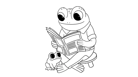 Papa Frog And Baby Frog Coloring Page