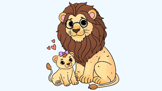 Papa Lion And Cub Coloring Page