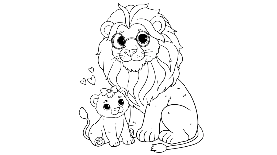 Papa Lion And Cub Coloring Page