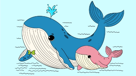 Papa Whale And Baby Whale Coloring Page