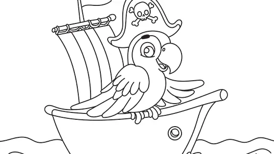 Parrot On A Pirate Ship Coloring Page