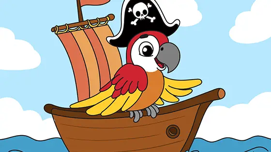 Parrot On A Pirate Ship Coloring Page