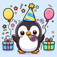 Party Penguin Coloring Page