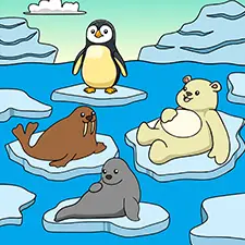 Penguin & Animals Coloring Page