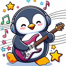 Penguin Playing Guitar Coloring Page