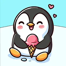 Penguin With An Ice Cream Coloring Page