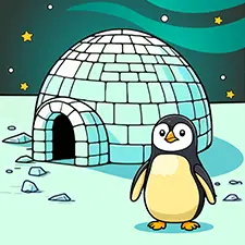 Penguin & Igloo Coloring Page