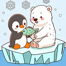 Penguin & Polar Bear Coloring Page