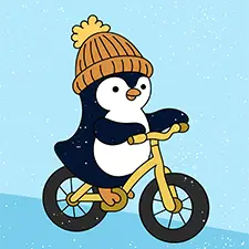 Penguin Riding A Bicycle Coloring Page