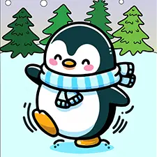 Penguin With A Scarf Coloring Page