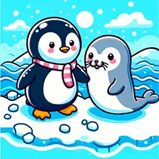 Penguin & Seal Coloring Page