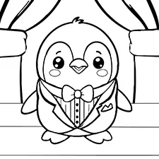 Penguin In A Tuxedo Coloring Page Black & White