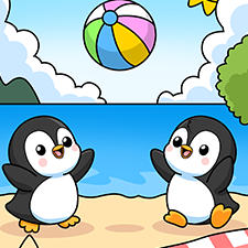 Penguins Playing Volleyball Printable