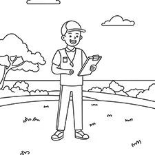 Male Physical Education Teacher At The Field Coloring Page