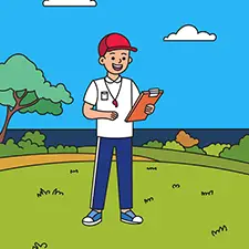 Male Physical Education Teacher At The Field Coloring Page