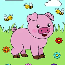 Pig Chasing Bees Coloring Page