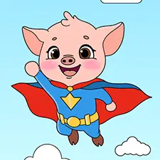 Pig Superhero Coloring Page