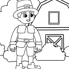 Pilgrim Boy Coloring Sheet Black & White