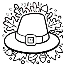 Pilgrim Hat Coloring Sheet Black & White