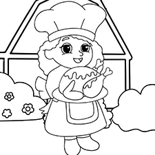 Pilgrim With Roasted Turkey Coloring Page Black & White