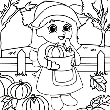 Pilgrim & Thanksgiving Harvest Printable Black & White