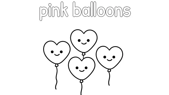 Pink Balloons Coloring Page