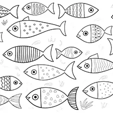 Plenty Of Fish Coloring Page Black & White