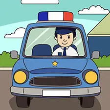 Police Driving A Patrol Car Coloring Page