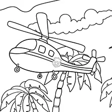 Police Helicopter Coloring Page Black & White