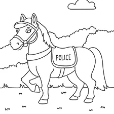 Police Horse Coloring Page