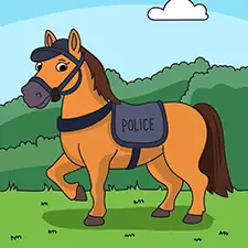 Police Horse Coloring Page