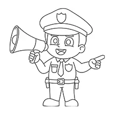 Policeman With A Megaphone Coloring Page