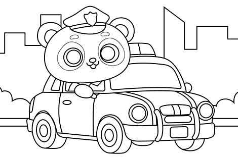 Police Panda Coloring Page