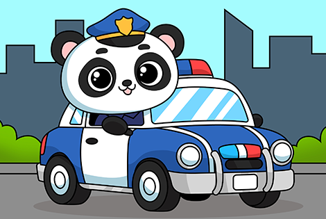 Police Panda Coloring Page