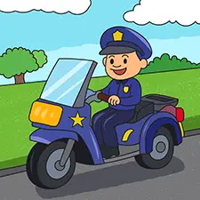 Policeman Riding A Motorcycle Coloring Page