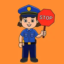 Policewoman With A Stop Sign Coloring Page