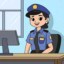 Policewoman In The Office Coloring Page