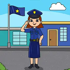 Policewoman Saluting A Flag Coloring Page