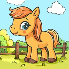 Pony On A Farm Coloring Page